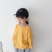 Joker round neck cotton cartoon print boys and girls long sleeve T-shirt children bat sleeve embroidered bamboo top 440