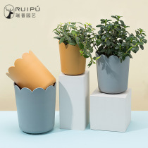 Nordic flower pot plastic thickened gallon flower pot Green dill season fleshy large diameter clearance special root control gallon pot