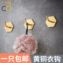 Super Brass Hanging Hook Closed Door After Northern Europe Light Luxury Shoe Cabinet Single-Beard Golden Single Hook