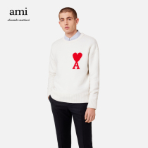 AMI unisex 22 new Fall Winter Love Wool solid color casual round neck loose knit sweater