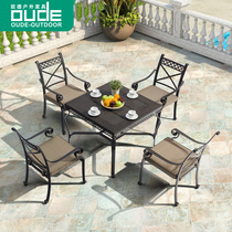 Outdoor cast aluminum tables and chairs Long tables and chairs Courtyard Garden terrace American Wrought iron furniture five or seven sets of casual dining tables