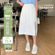 (Pet Powder feedback : 60% off non - quality problems do not change ) side fork high waist suit skirt