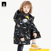(Websters) Dezi childrens clothing childrens boys and boys baby long hooded print warm jacket down jacket tide