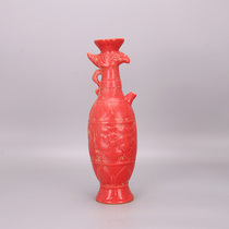 Dadu kiln red glaze bottle antique porcelain Jingdezhen ornaments antique retro old official kiln living room decorations