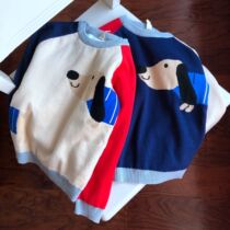 Puppy color double jacquard sweater base shirt-12 20