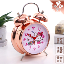 Hello Kitty rose gold muted out loud bell alarm clock student child cute sloth creative little alarm clock