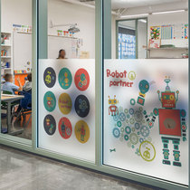 Robot glass film frosted electrostatic film Childrens school waist line training course Kindergarten cartoon stickers stickers