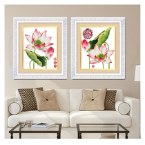 ABV Old three cross stitch Egyptian long staple cotton thread embroidery precision printing two pairs of flowers small lotus