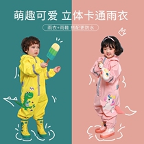 kk Tree Childrens conjoined raincoat full body waterproof one-piece poncho boy girl baby cartoon dinosaur