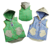 2022 Spring and autumn section Little Bear full cotton thickened Lianhood boy clip cotton waistcoat jacket jacket childrens childrens clothing