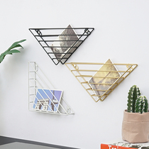 Nordic wrought iron wall bookshelf wall decoration picture book rack magazine rack simple office Wall data storage bookshelf