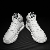 European Station Tide Cards New Genuine Leather Small White Shoes Man Han Edition 100 Hitch Breathable Casual Board Shoes Trendy Men Medium-high Help Shoes