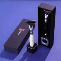 Edwin Jagger British nickel-plated polyester material three-knife vintage manual razor gift box Fathers Day gift