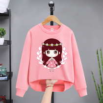 Girls sweaters slim fit large children round collar pure cotton blouses children Fashion foreign air child clothes children Long sleeves Spring and autumn clothes