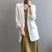 Danged suit jacket female spring and autumn 2021 New Korean version of long casual temperament white Net red small suit