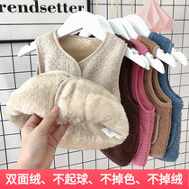 Baby Vest Fall Interior Wear Baby Plus Suede Waistcoat Autumn Winter Paragraph Newborn Male And Female Child Clip Cotton Kan Shoulder Warm