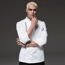 Chef overalls long sleeve chef autumn and winter clothes hotel Western restaurant back kitchen white tooling kitchen clothes men custom LOGO