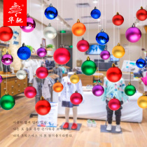 Huachi shopping mall ornaments 6cm8cm Christmas ball bright ball barrel Christmas tree pendant accessories