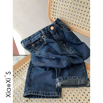 Xiao Xi Jia) dark blue jeans 2021 new female loose Joker slim high waist retro straight pants tide