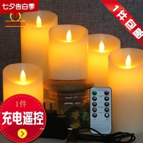 USB remote control charging led electronic candle light rocking flame simulation paraffin fake candle wedding romantic guide light