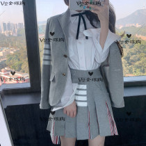 Thom Browne 20 spring summer TB pleated skirt four bars cotton high waist front short back long skirt