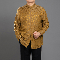 100 Foolong high-end Chinese style Tang suit Long sleeves shirt new middle youth fashion Chinese wind real silk stand shirt