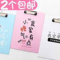 Cartoon A4 small fresh board clip Paper wood folder board Large writing pad board clip folder Office stationery