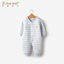 Baby jumpsuit spring and autumn warm newborn baby monk dress thickened pajamas winter cotton dress