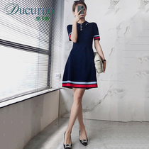 Ducurno Inlan wind red blue-colored POLO knitted dress with dress for womens summer workout potholes with long dresses