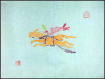 Stele rubbings 70 s color Tuo Han painting old rubbings riding skills Bao Lao cultural heritage murals