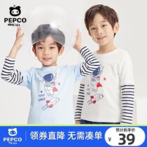 Piggy Banna Boy Bottling Boy With Undershirt Long Sleeve T-shirt For Undershirt Spring Autumn And Big Boy Round Collar Blouses Baby