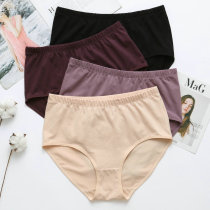 Large size middle-aged and elderly soft and comfortable womens underwear simple high-waisted cotton mother large size triangles without trace