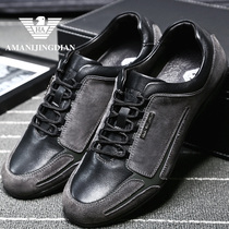 Italian big-name mens autumn breathable casual British leather business all-match lace-up suede low-top driving trendy shoes