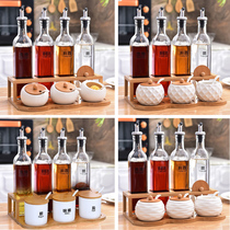 Ceramic seasoning box set household kitchen glass oil bottle combination set soy sauce cooking wine vinegar pot salt pot seasoning jar