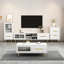 Nordic simple modern coffee table TV cabinet combination white living room minimalist TV cabinet small apartment cabinet customization