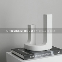 Simple modern model room Light luxury creative abstract art white vase living room desktop soft decoration ornaments