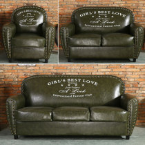 European retro sofa Leather casual single double Hotel cafe bar Living room Internet cafe Clothing shop Sofa