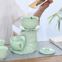 Half fully automatic kutian tea suit ceramic home sloth stone grinding tea creative retro anti-scalding tea tea teapot