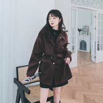 Korean version of loose woolen coat female small man 2021 autumn and winter New thick high-end medium and long woolen coat