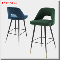 Contemporary American Light Luxury Home Golden High-leg Hotel Bar Chair Metal KTV Softback Bar Chair