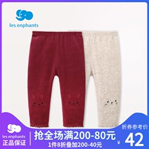 Li baby room childrens clothing female baby velvet trousers girl rabbit embroidered lace lace pants 2021 Autumn New