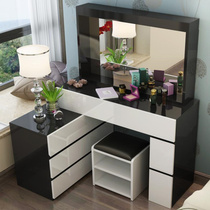 Modern minimalist bedroom dressing table white paint 80cm retractable stool makeup table storage box multifunctional