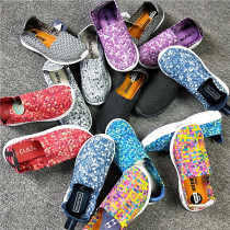 Foreign trade shoes summer new womens shoes comfortable elastic woven one pedal lazy shoes light memory insole casual shoes