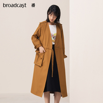 Broadcast 2021 autumn new Korean version casual V neckline bag medium long windbreaker jacket female DDM3FD022 film texture