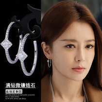 2021 New Tide earrings female sterling silver rational school life Qin Lan with earrings Shen Ruoxin wild circle earrings