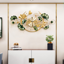 New Chinese style wall clock home fashion living room Chinese style simple decoration silent creative ginkgo leaf metal watch