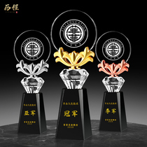 Metal flower crystal trophy custom medal custom creative annual meeting excellent employee award Sales team high-end lettering