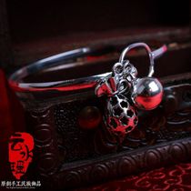 Bracelet Tibetan silver bracelet Old silver bracelet retro handmade bracelet imitation ancient bracelet Ornament Temperament Bell Forbag Fry