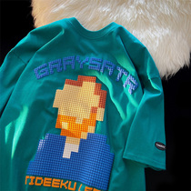 Art Students Style T-Shirt Boomer Sparkling Grain Pixel Wind Retro Oversize Short Sleeve Men And Women New Half Sleeves