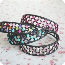 South Korea imported childrens hair accessories Girl headdress hollow color diamond flower acrylic wide hair band 3 5cm